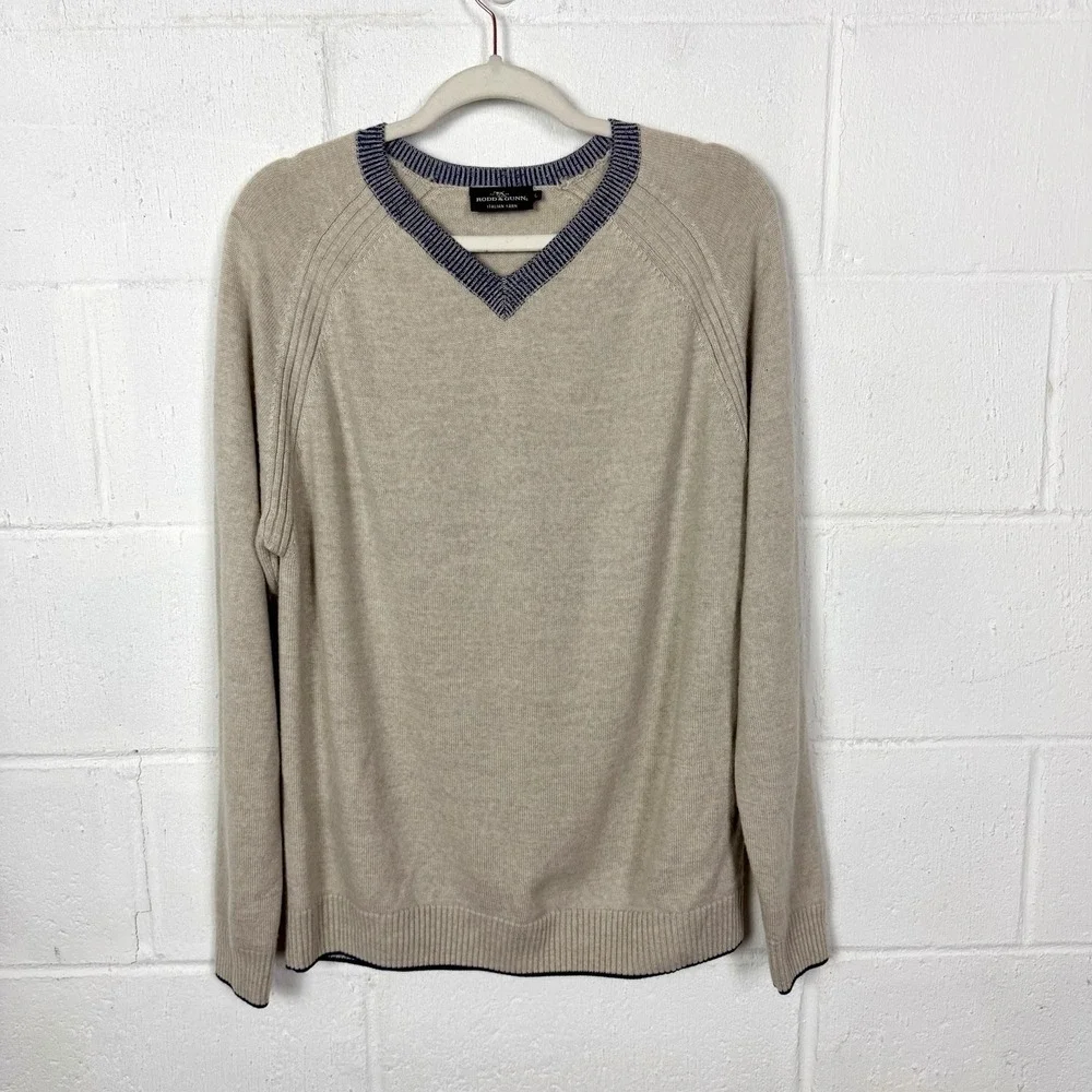 Rodd & Gunn Mens Pullover Sweater SZ L 100% Extra Fine Merino Wool Italy‎ Preppy